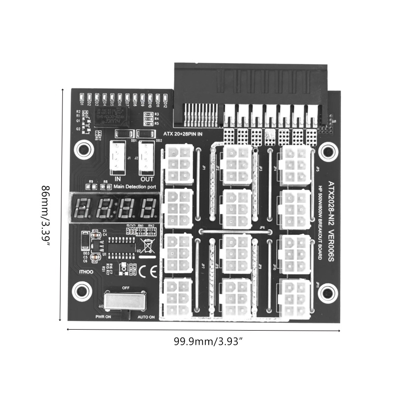 Btsg 2200W 6P GPU Power Module Server Card Konversi 12port 6PIn Untuk Tambang BTC