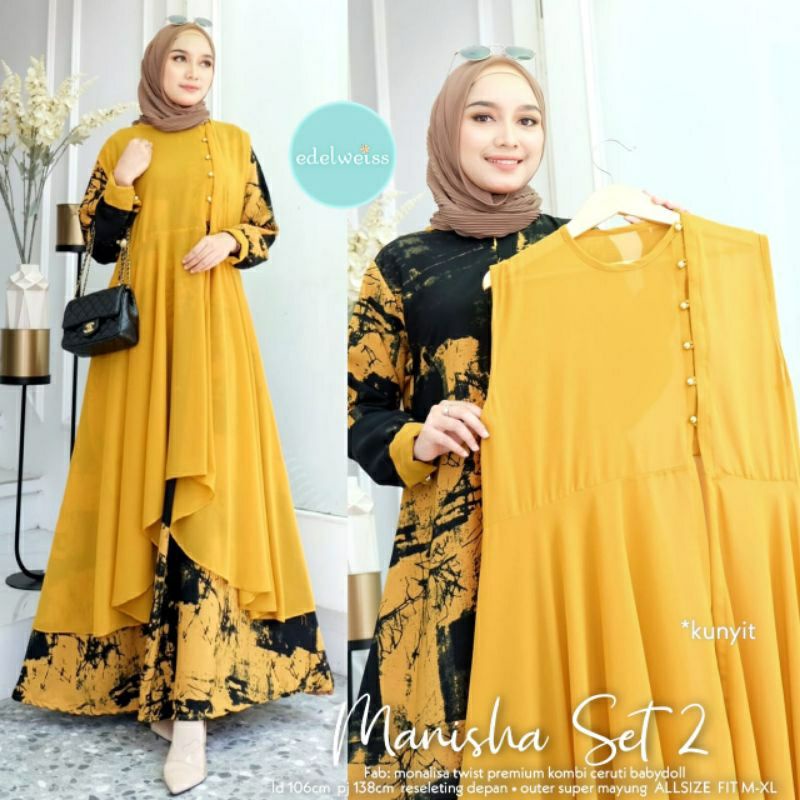 (PREMIUM) MANISHA SET || MANISHA SET EDELWEISS ORI Langsung Konveksi Real Pick