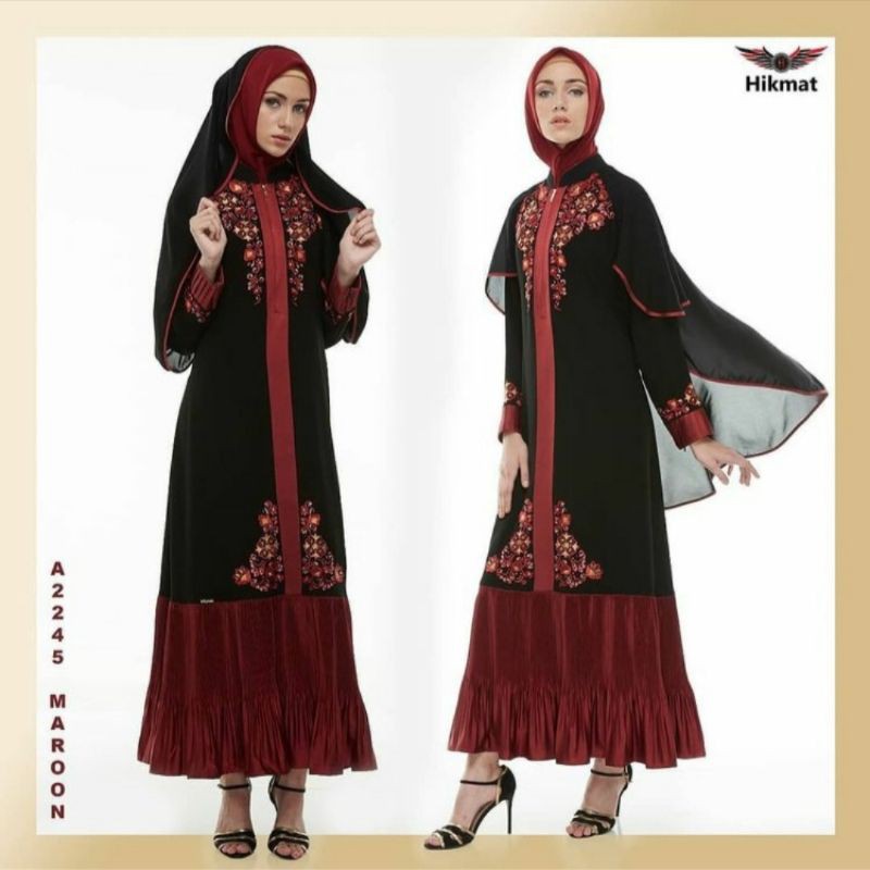 Abaya Hikmat A2245 Maroon