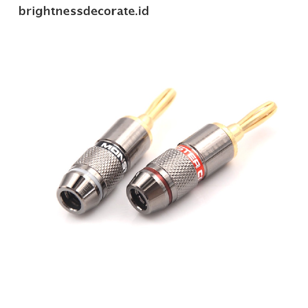 4pcs Plug Konektor Banana Male 4mm Lapis Emas Untuk Speaker