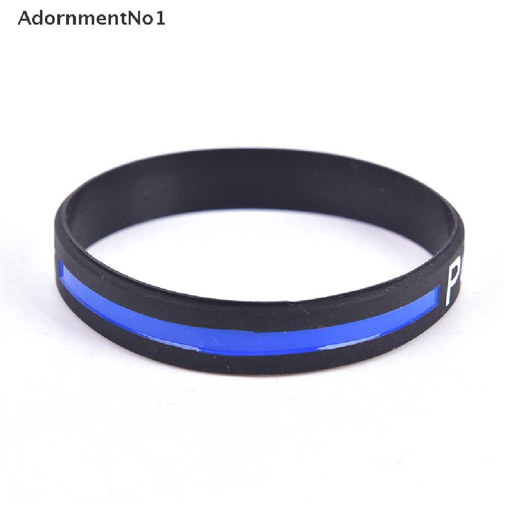 (AdornmentNo1) Gelang Tangan Karet Tipis Warna Hitam / Biru Untuk Aksesoris Wanita / Polisi