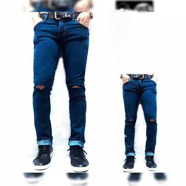 Skinny Celanajeans Celanapanjang Celanapria BH913 CELANA JEANS PRIA HITAM SLIMFIT SOBEK SOBEK COWOK