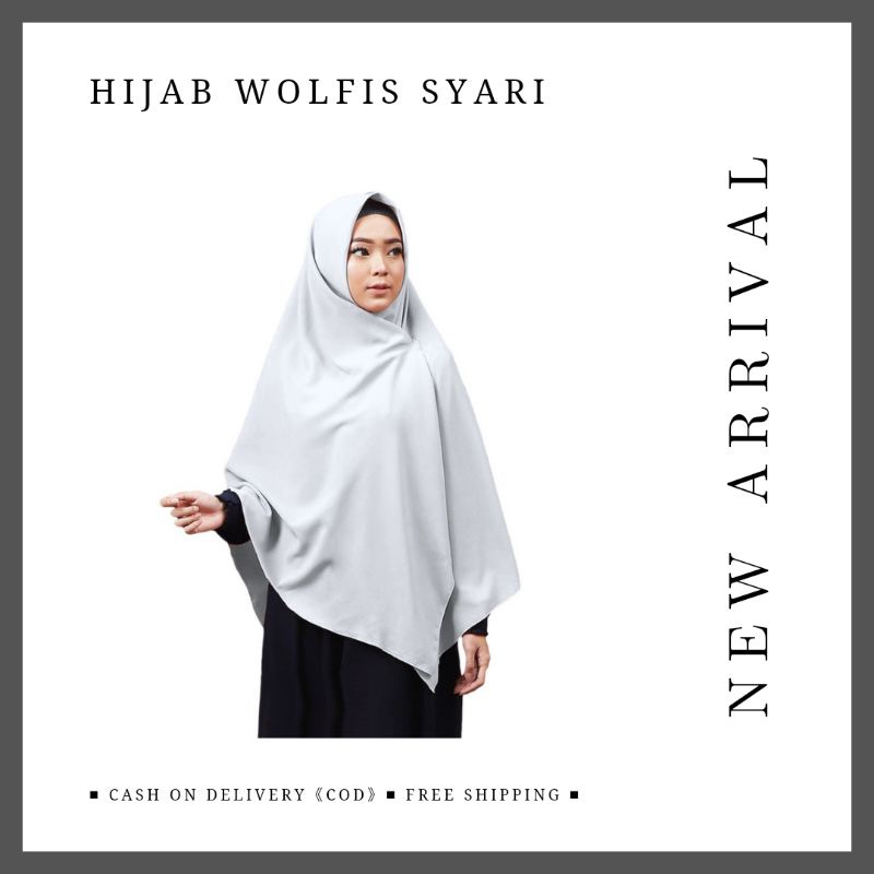 Jilbab Syari Wolfis 150x150 PUTIH Kerudung Segi Empat Hijab Jumbo Grade Original
