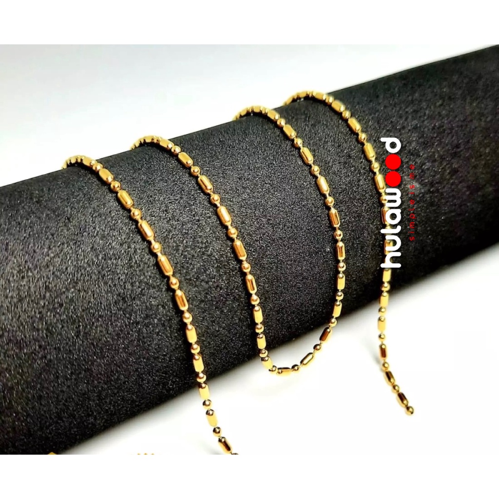 Kalung Rantai Titanium BIJI BAMBU GOLD / Kalung Rantai Pendant (READY STOCK)