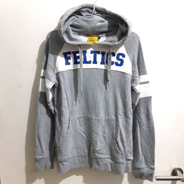 Preloved premium branded sweater hoodie pria FELTICS original abu grey gray
