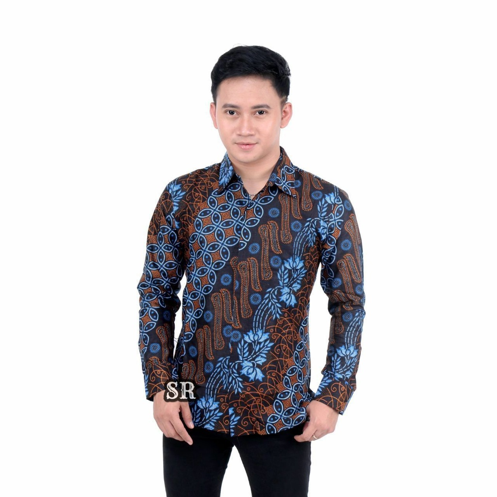 Batik couple keluarga modern terbaru Sarimbitan keluarga style batik kekinian seragam batik keluarga dan anak motif seno biru