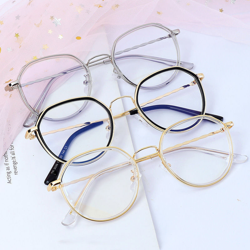 Magic789 Kacamata Klasik Retro Frame Kotak Warna Hitam / Gold / Biru Untuk Wanita / Outdoor