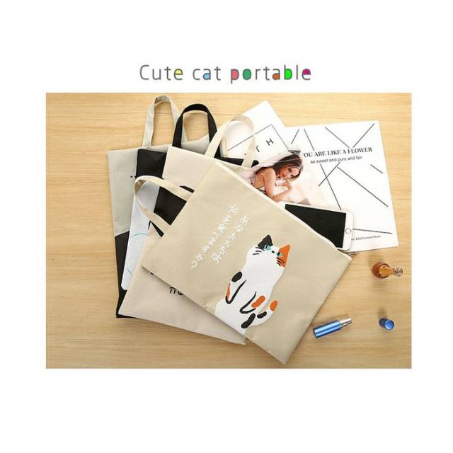 

TERMURAH !!! Japanese Cute Cat Portable A4 file Storage pouch bag Tempat Buku Wanita Cewek