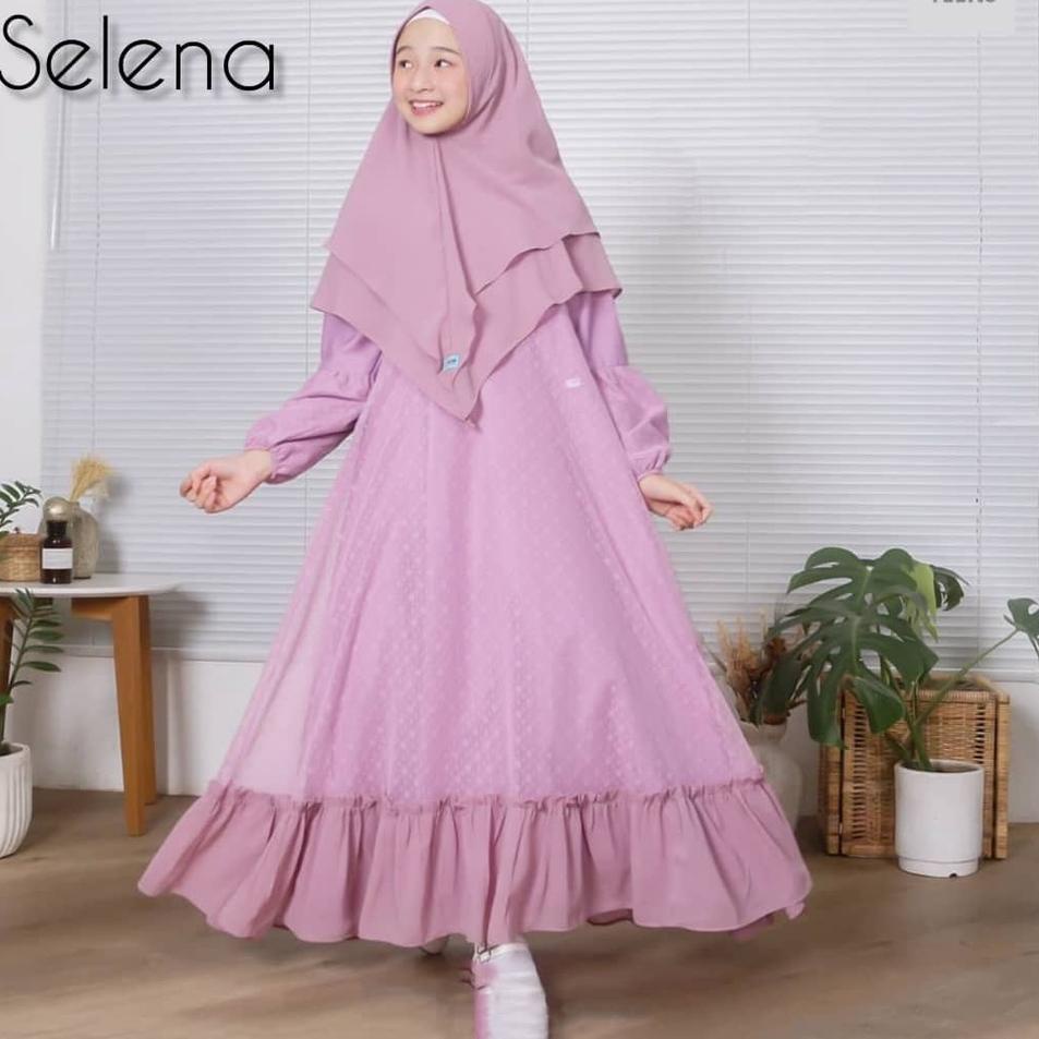 {PLG.15Jl22ᵞ} Gamis Anak Perempuan Umur 11 12 Tahun // Selena Syar'i Kids // Gamis Syar'i Telidot Anak// Baju Muslim Anak Perempuan Kekinian // Fashion Muslim Anak Cewe // Dress Set Khimar