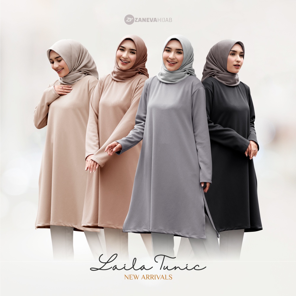 Laila Long Tunic l Knit Premium l Atasn Wanita
