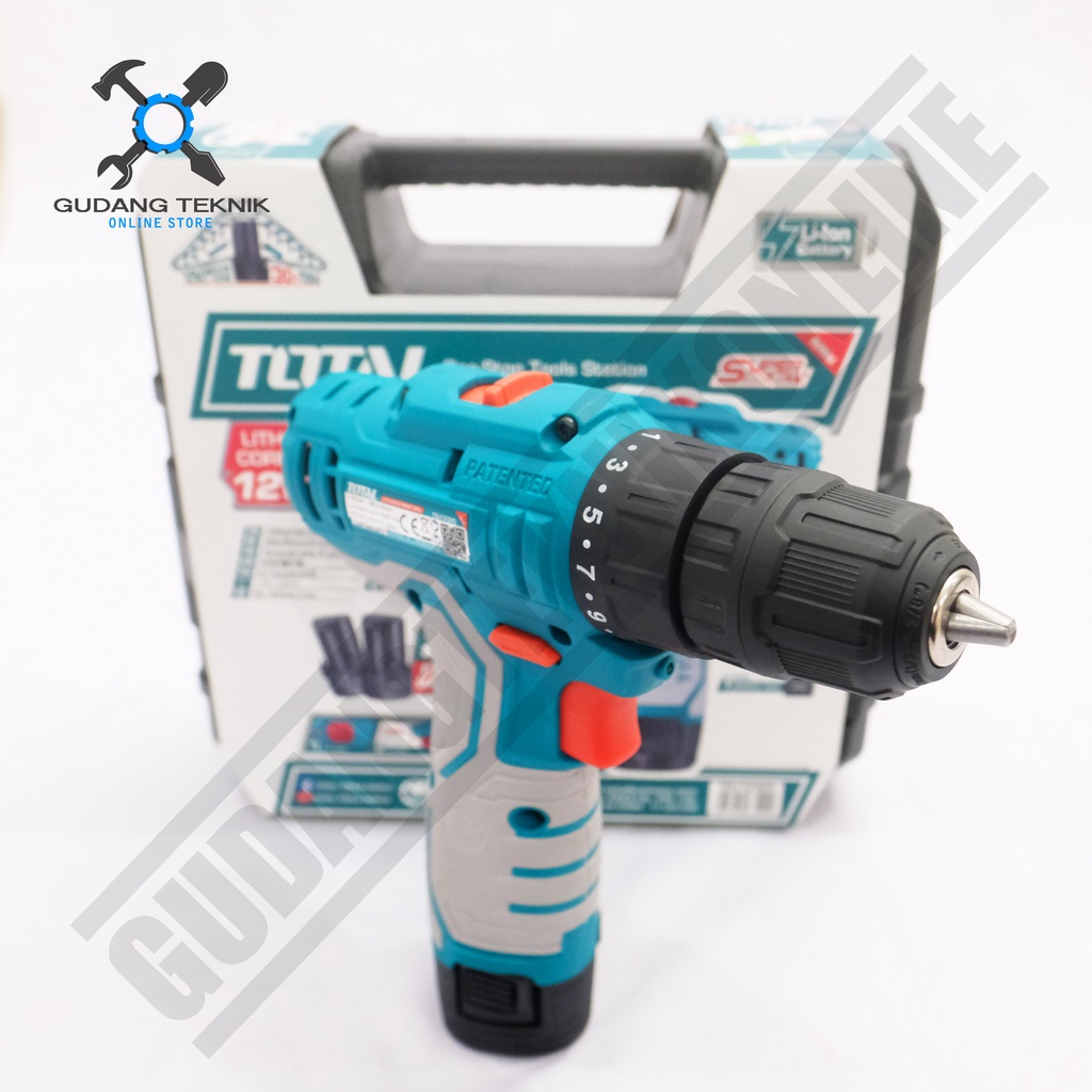 Cordless Drill 12V TOTAL TDLI12325 / Mesin Bor Baterai TOTAL TDLI 12325 - Bor Tangan Battery Cordless