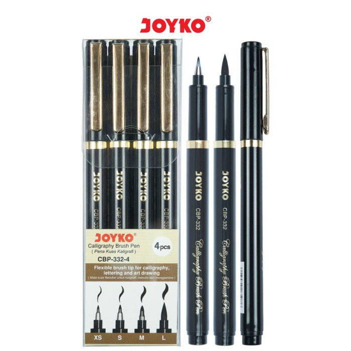 

kaligrafi-perlengkapan- calligraphy brush pen pena kuas kaligrafi joyko cbp-332-4 1 set 4 pcs