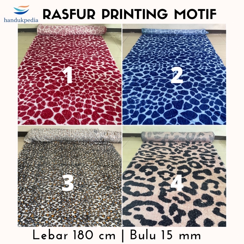 KAIN BULU / RASFUR PRINTING MOTIF TOTOL MACAN LEBAR 180 CM, BULU 15 MM