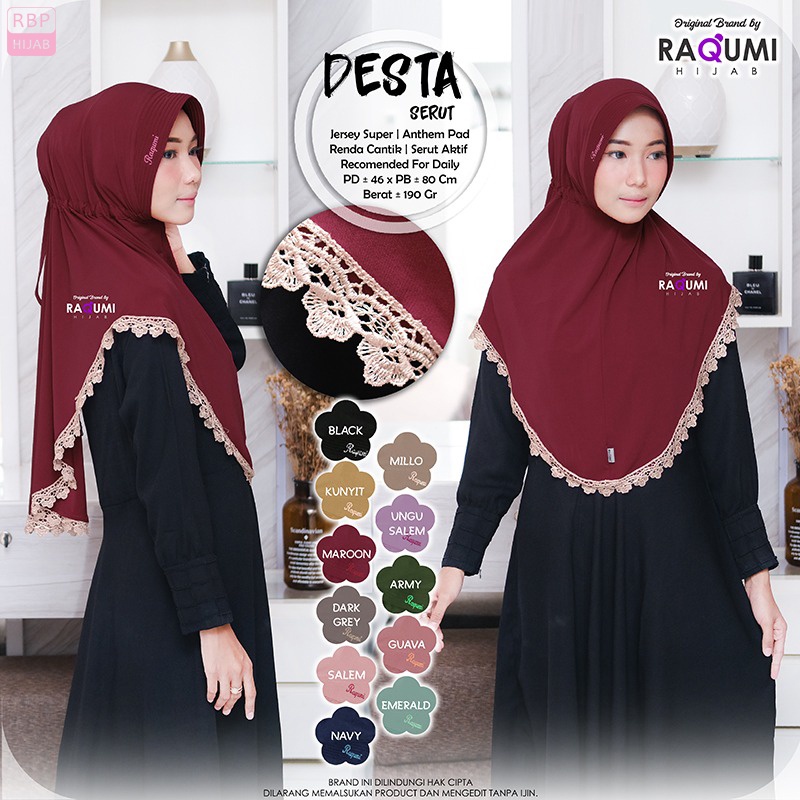 Jilbab Bergo Instan Desta Serut Raqumi Hijab