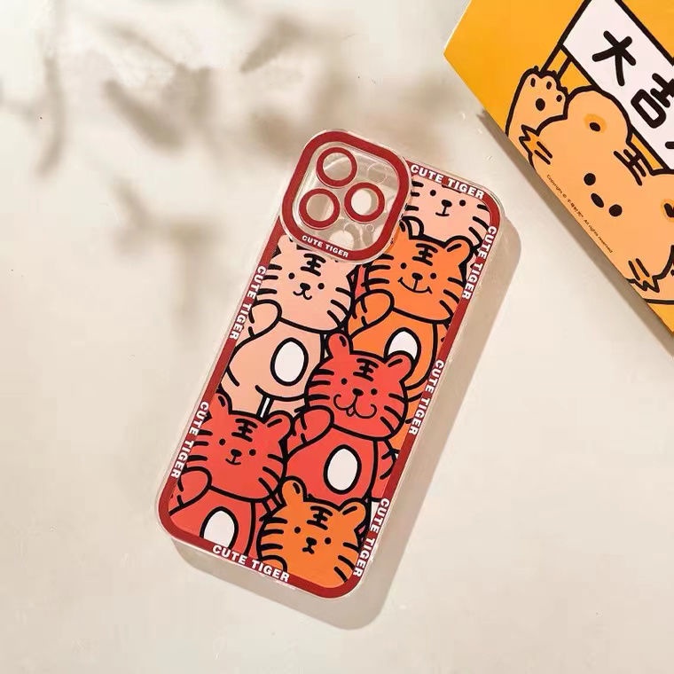 Soft Case TPU Motif Bunga Harimau Untuk Iphone 13 12 Mini 11 Pro X XR XS Max SE 2020 6 6S 7 8 Plus