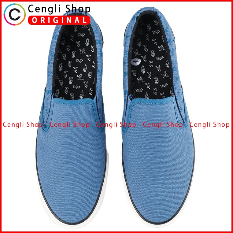 SEPATU SLIP ON PRIA HUSH PUPPIES ORIGINAL CASUAL BRANDED BIRU HM007