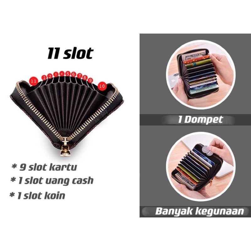 Dompet kartu cowok cewek fashion sleting import dompet kartu pria dompet kartu wanita 11 slot