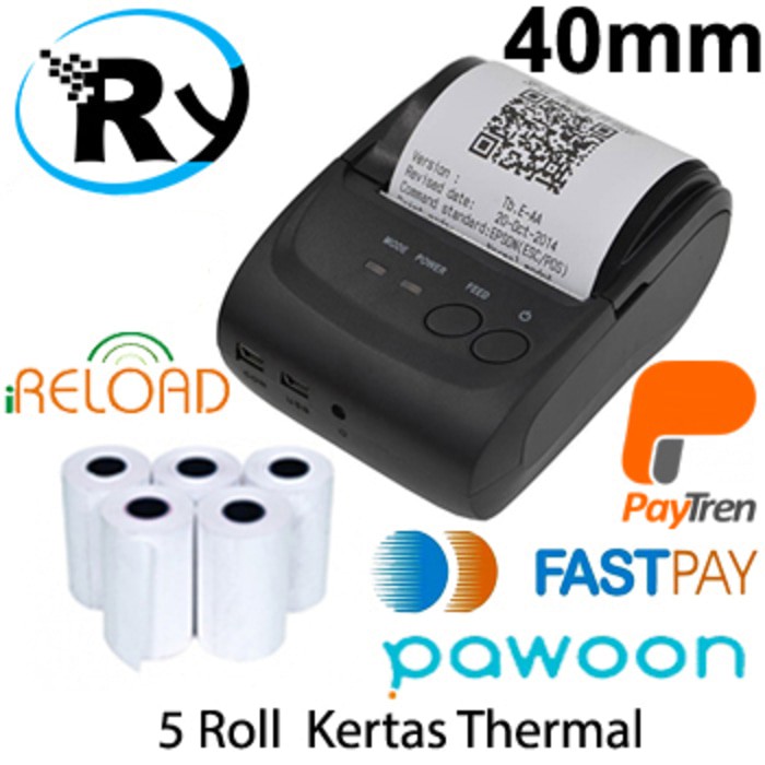 

Paket Zjiang Mini Bluetooth Printer ZJ-5802 + kertas Thermal 5 Roll