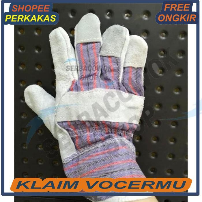 SARUNG TANGAN WELDER/LAS GLOVE LEATHER KOMBINASI ABU GLOVE SAFETY SHOPEE FOR MAN / SERBA COWOK