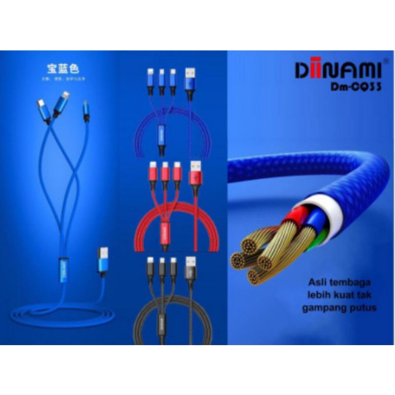 Kabel Data Kabel Charger 3 in 1 Dinami DM CQ 33