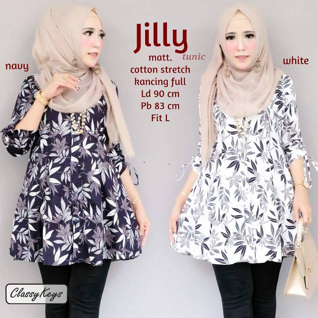 Baju tunik motif daun