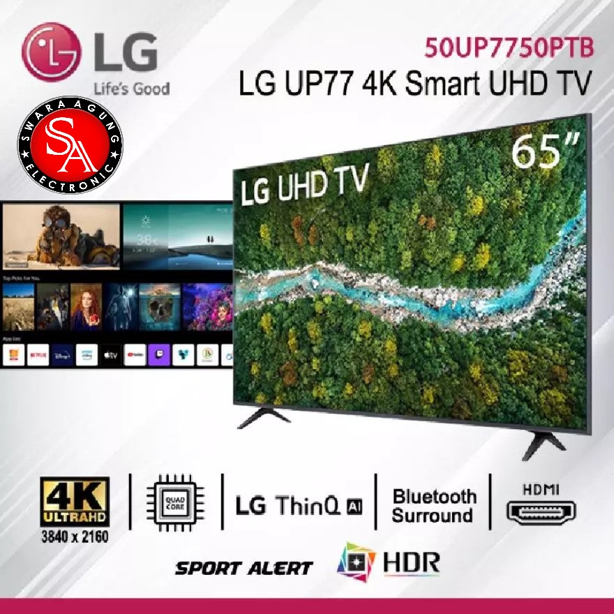 Led UHD Smart TV 4K 65 Inch LG Type: 65UP7750 (Khusus Daerah Medan)