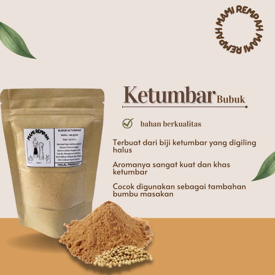 

BUBUK KETUMBAR / CORIANDER POWDER 100 gram