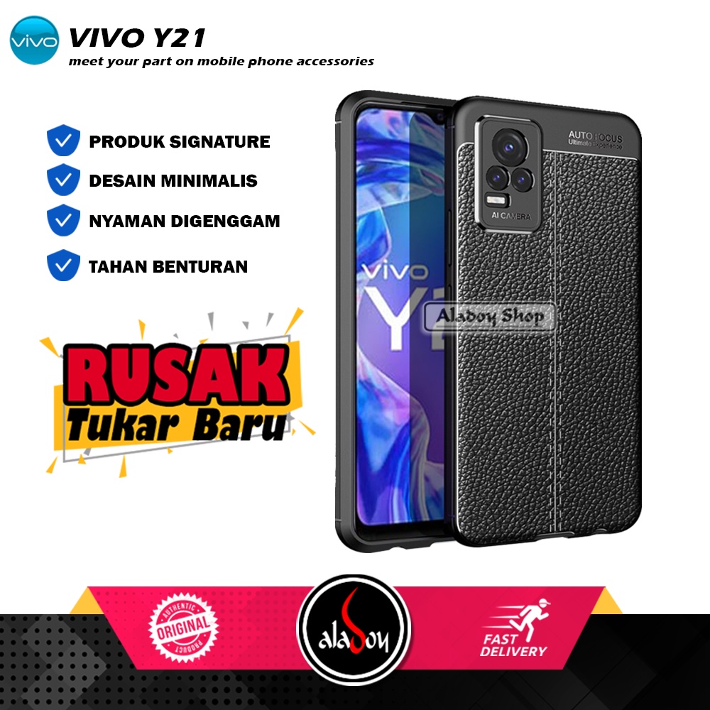 Case VIVO Y21 Ultra Slim Auto Focus Leather Premium Softcase