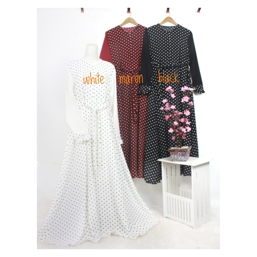 GAMIS MONALISA VELISIA polos polkadot KOMBINASI wolfis motif baju wanita cewek abaya hamil menyusui