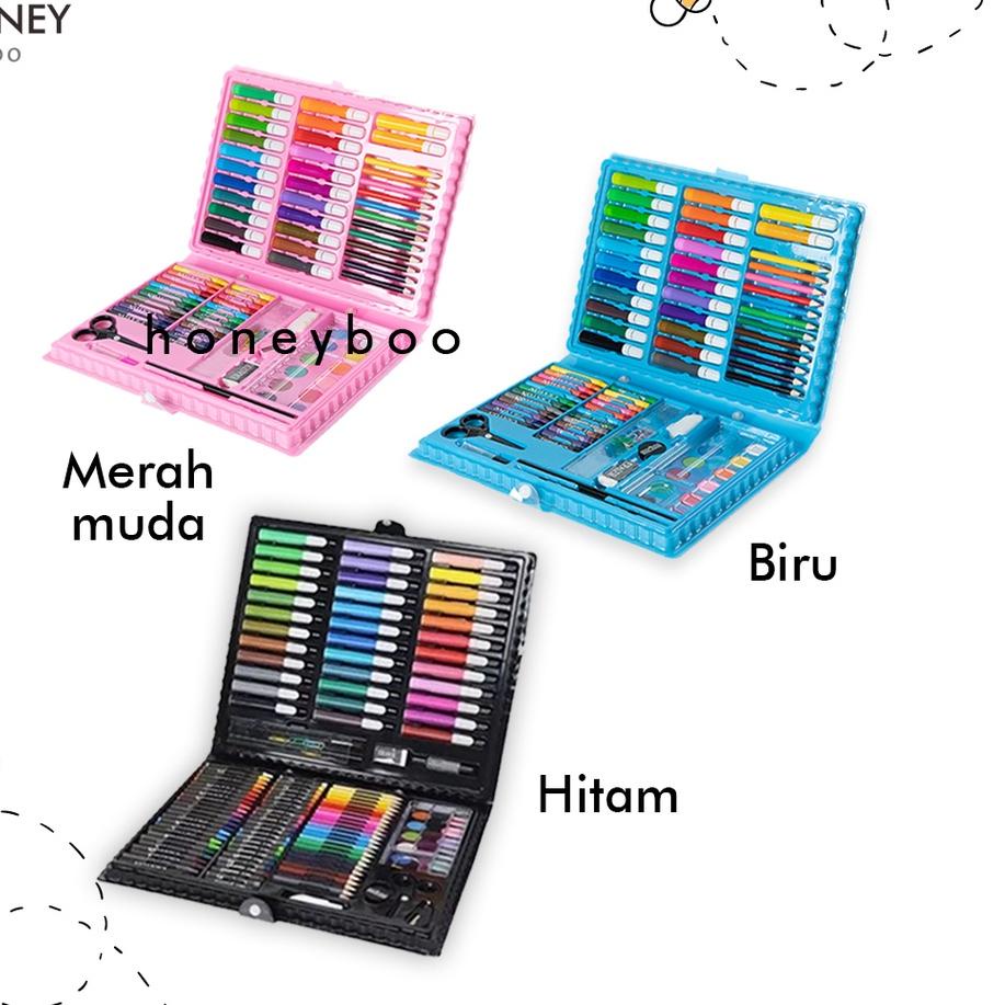 

(READY) Honey Boo - Krayon Anak Set Koper 150 in 1 Crayon Full Alat Melukis Mewarnai Set