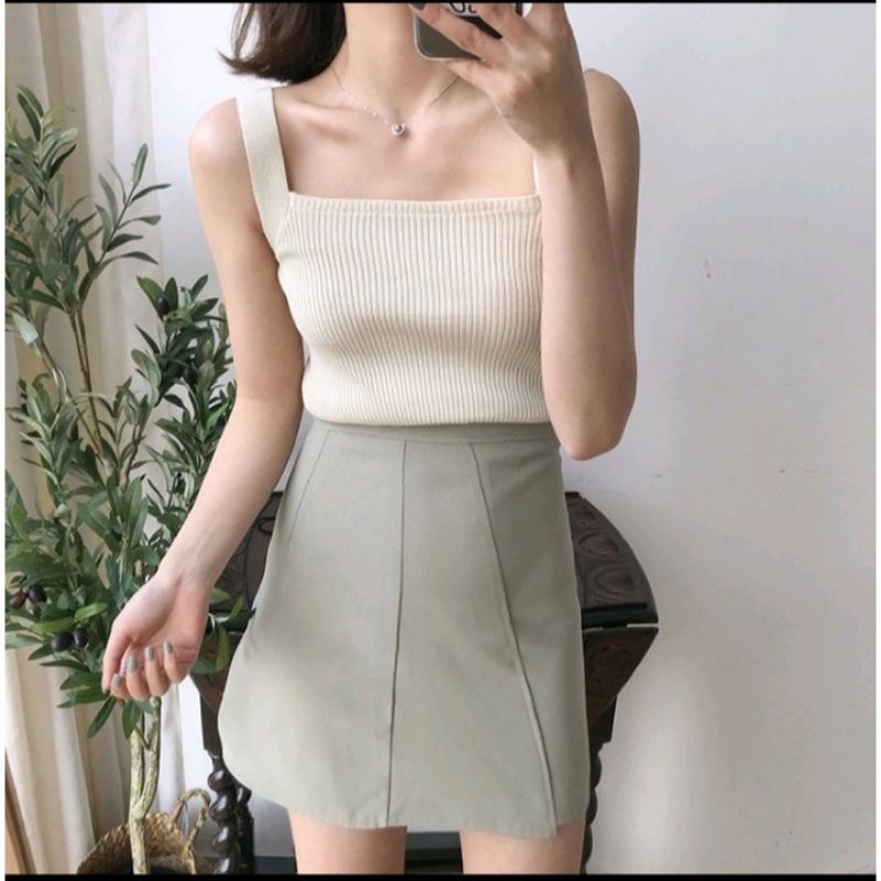 Tank Top Rajut Wanita | Korean Knit Tank Top | Tank Top Wanita Square Neck | Style Korea | Tank Top-4