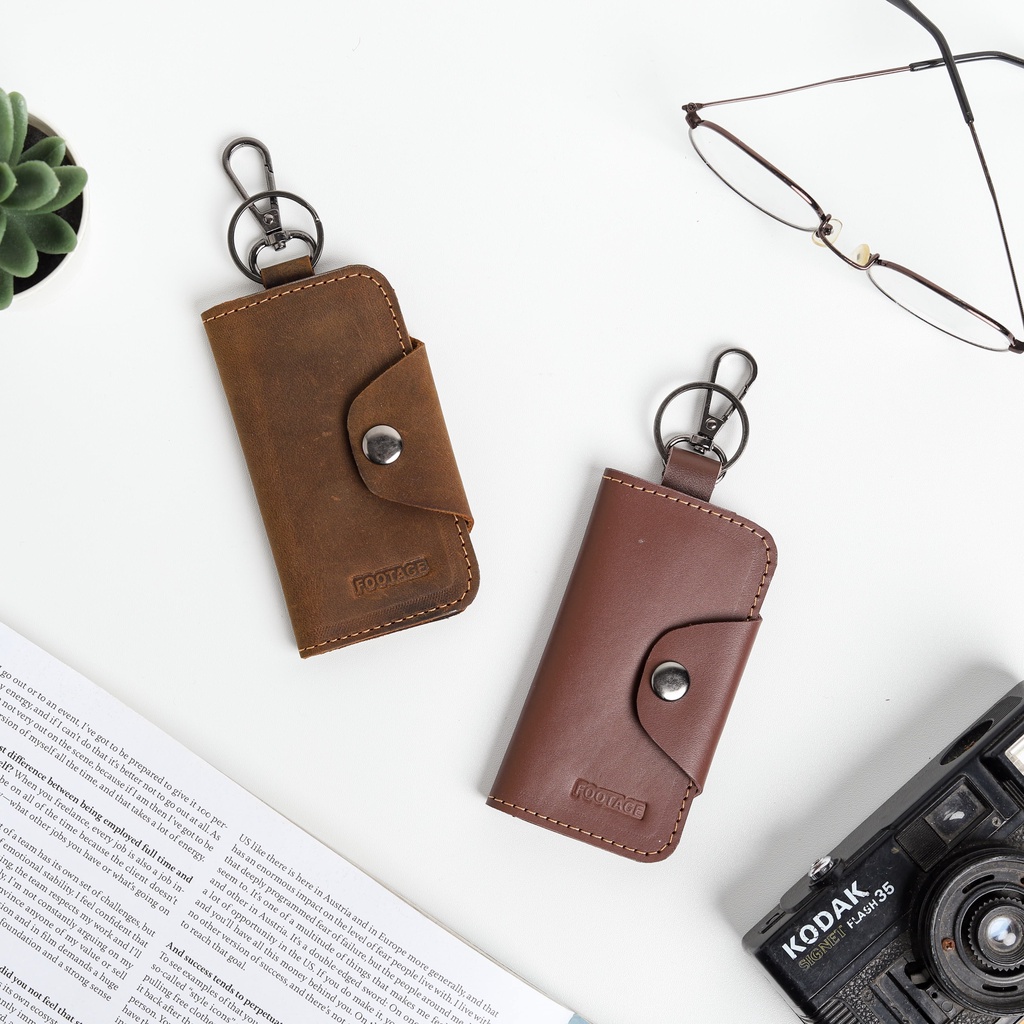 Gantungan Kunci Motor Mobil Dompet STNK Kulit Asli Universal Keychain Premium Original Footage GK-10 Brown Series