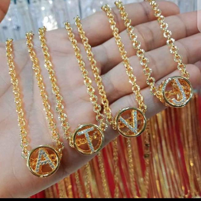 Kenten Acc - kalung Nori liontin huruf gold bulat terbaru bisa pilih huruf