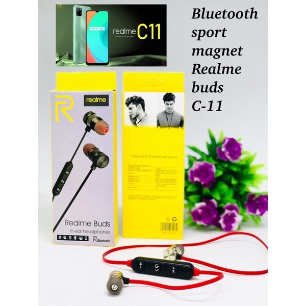 PROMO HANDSFREE BLUETOOTH REALME BUDS C11 MAGNET SPORTY HEADSET GAMING STEREO FEEL THE REAL BASS