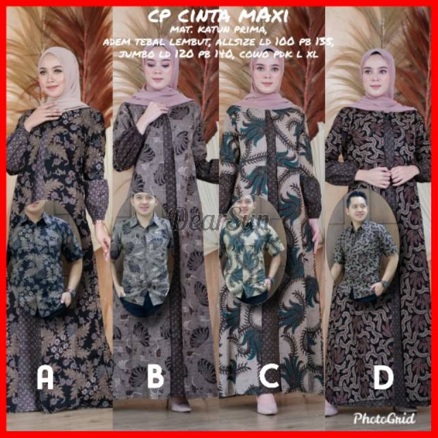 Batikdearsun [ada Size Jumbo] Couple Batik Cinta Maxi Batikcouple Batik Sarimbit