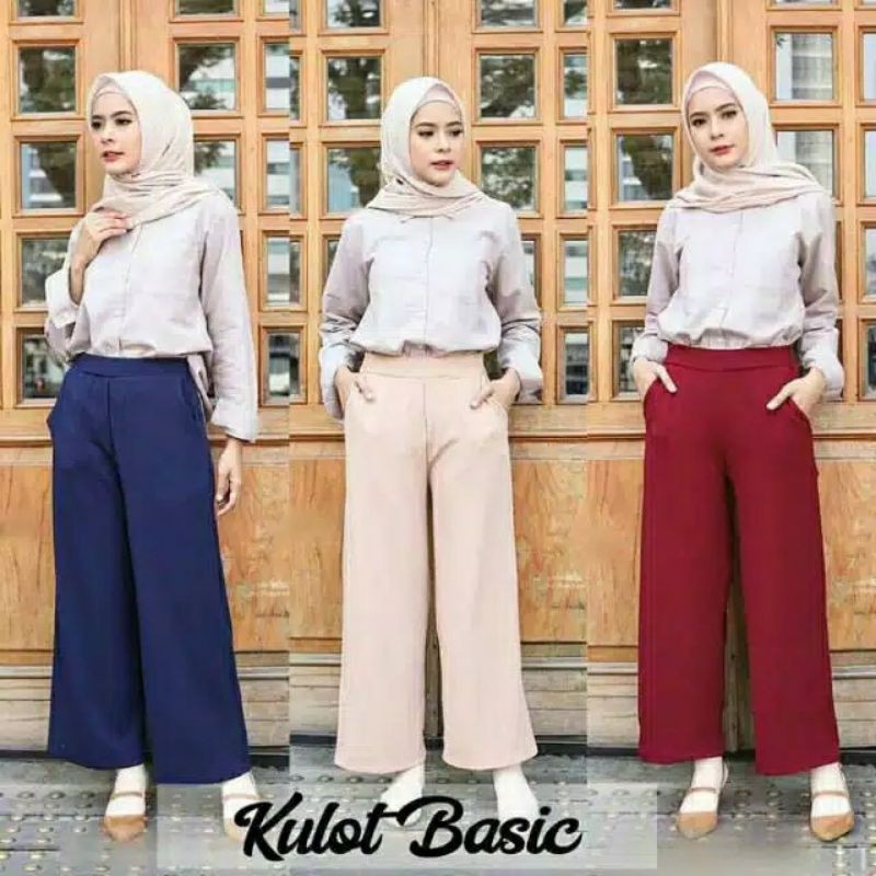 CELANA PANJANG KULOT POLOS WANITA / BASIC PANTS HIJAB OOTD CREPE