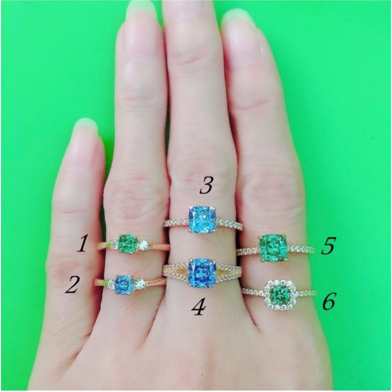 Cincin batu warna hijau dan biru UBS kadar 375 8K