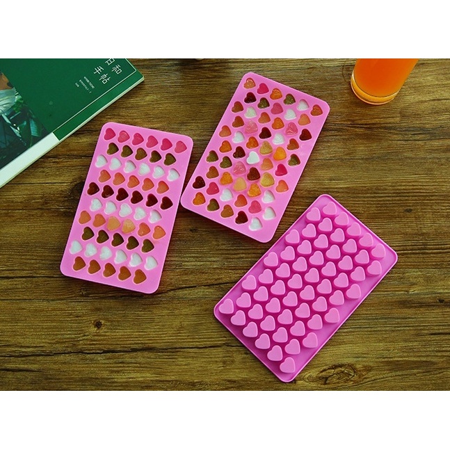 CETAKAN ES BATU SILIKON PINK BENTUK LOVE LA108P3 JELLY PUDING COKLAT AGER SILICON ICE CUBE TRAY MOLD SERBAGUNA