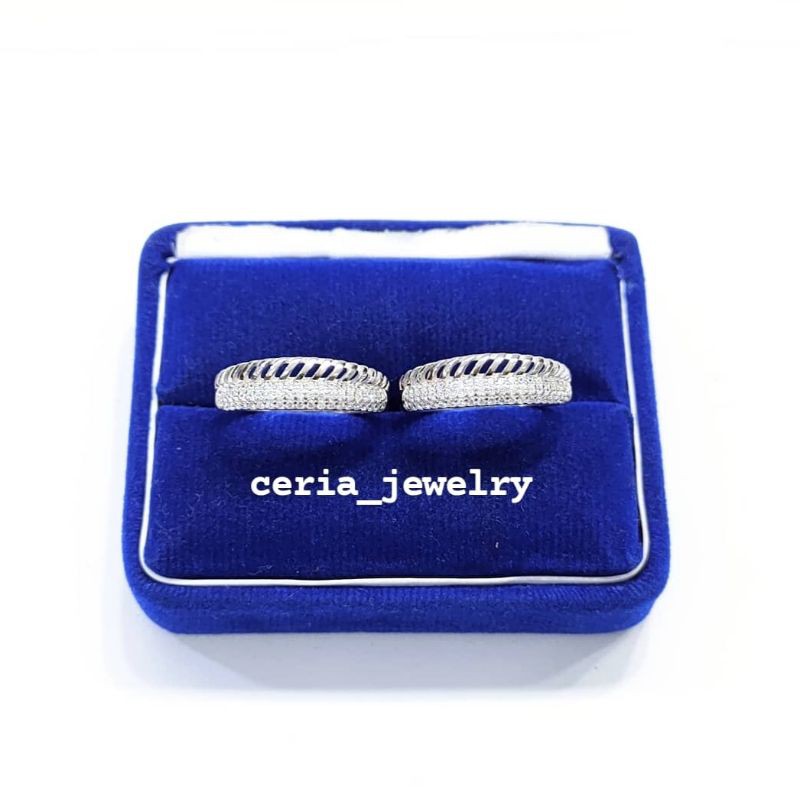 Cincin Perak Asli Silver 925 Lapis Emas Putih Model Keong - Perhiasan Perak Wanita