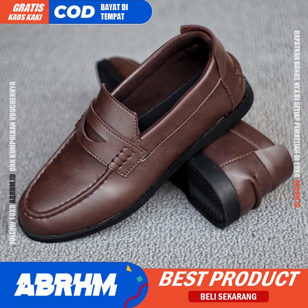 ABRHM X PECCO Sepatu Formal Pria Sepatu Pria Casual Pantofel Kulit Syntetic Sepatu Kasual Cowok / Cowo Oxford Kerja Kantor Kuliah Kondangan Gaya Keren Kekinian Original Murah Terlaris