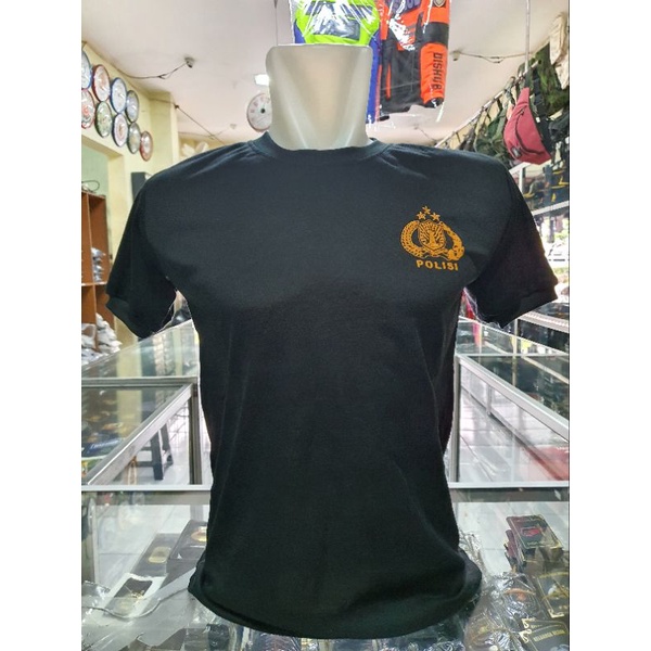 Kaos oblong Polisi Hitam Kecil Tulisan |Kaos dalaman Polisi Hitam Leher  pendek|Kaos Polisi