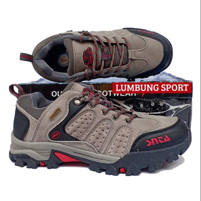 Sepatu Gunung SNTA 432 Grey/Red Hiking Outdoor Original