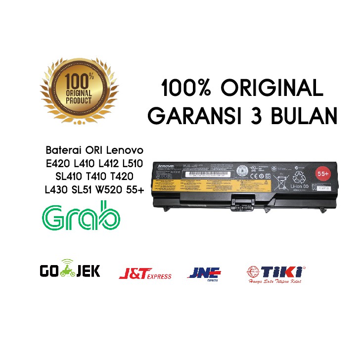 Baterai ORIGINAL Laptop Lenovo E420 L410 L412 L510 SL410 T410 T420 L430 SL51 W520 55+
