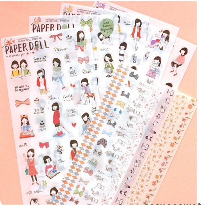 

(COD)1 Sheet/1 Lembar Stiker Paper Doll DIY Anti Air From Korea Hiasan Jurnal/Tumblr/HP/Laptop dan Media Tempel Lainnya.