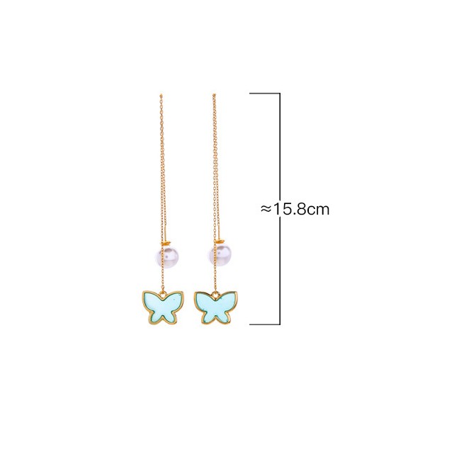 LRC Anting Tusuk Fashion Butterfly S925 Sterling Silver Butterfly Pearl Earrings F89161