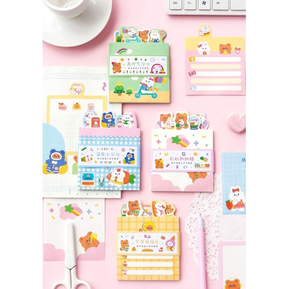 

Memo Paper Aesthetic Soft Cute Bear Isi 50 Lembar