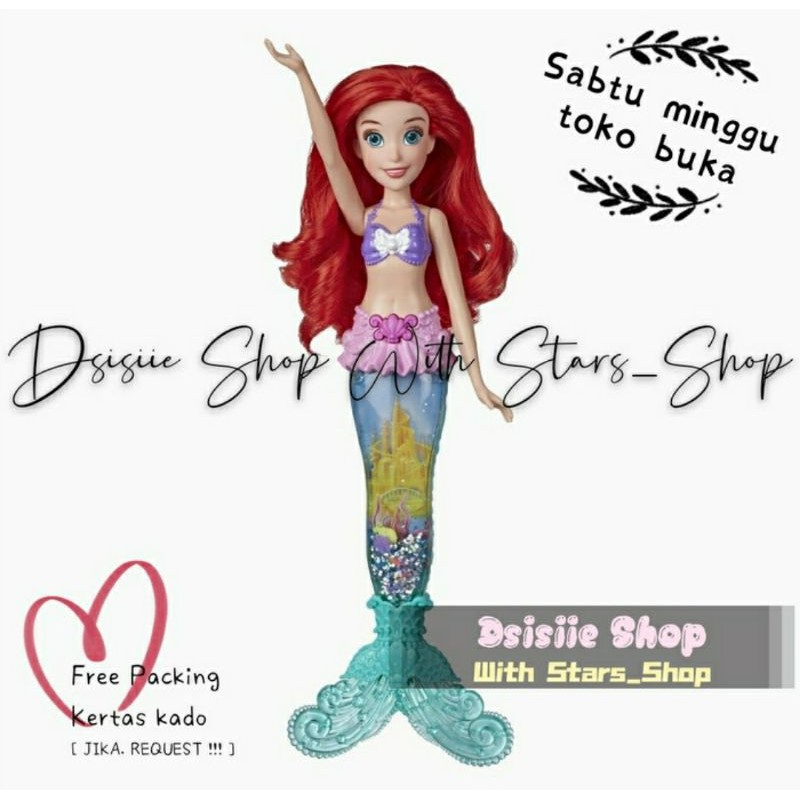 Disney Princess Glitter And Glow Ariel Doll With Lights Mermaid Original Disney Doll Toys New Shopee Indonesia