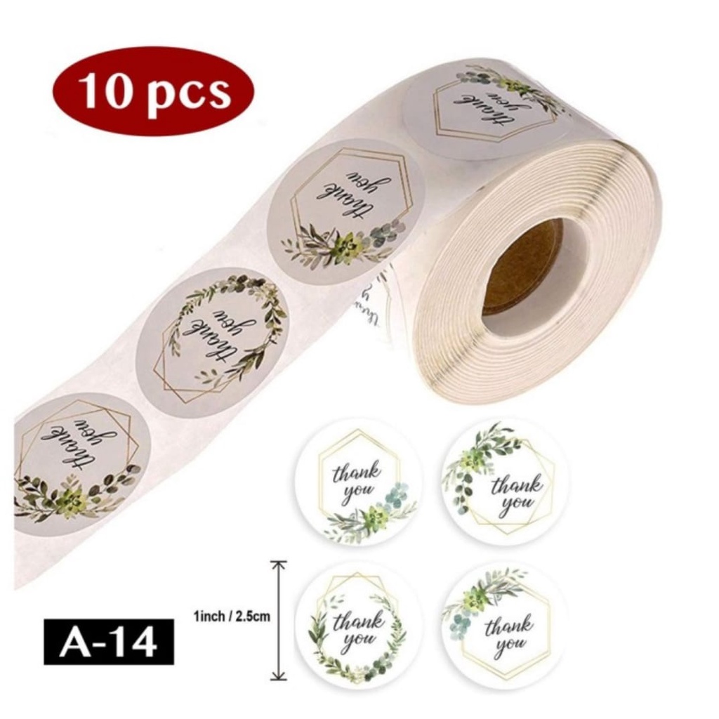 

Sticker thank you Flower isi 10pcs Motif Bunga Putih