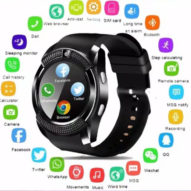 cara setting smart watch v8