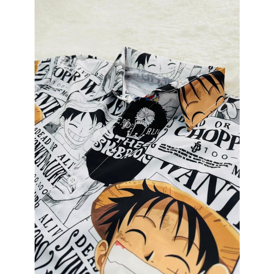 Kemeja Onepiece Wanted Fullprint Anime Manga Premium Unisex